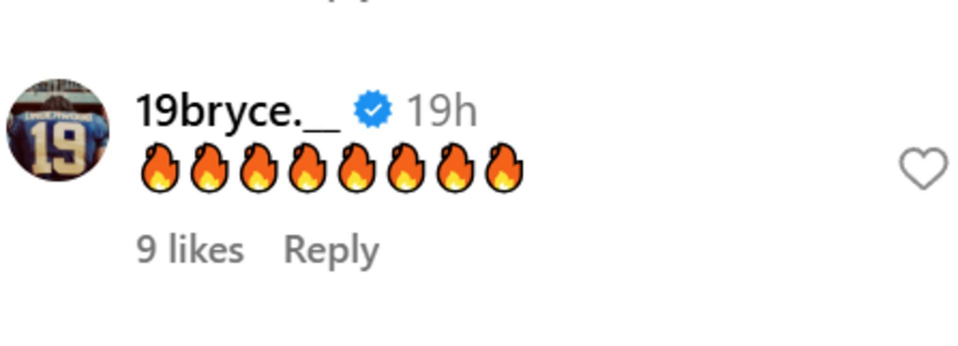 Bryce Underwood comments on Macari Moore's announcement (source: IG/ mac21_)